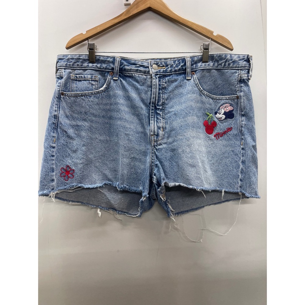 Old Navy x Disney Minnie Mouse High Rise Jean Shorts Light Wash Blue Womens 18